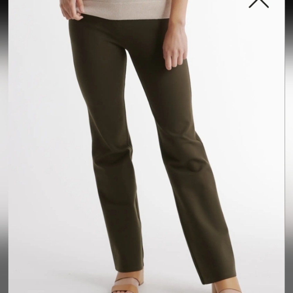 Quince Ponte Bootcut Pants Olive Small 30 Inseam